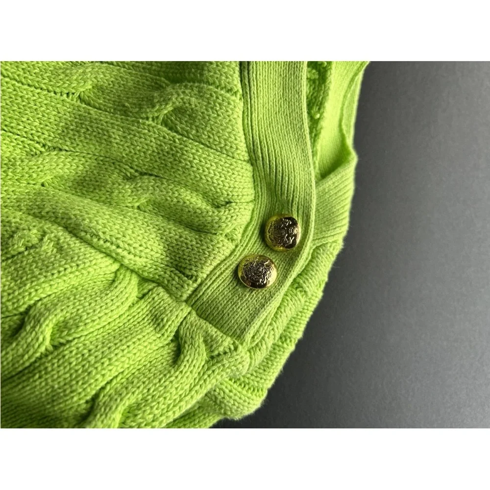 Lauren Ralph Lauren Lime Cable Knit Sweater - Picture 9 of 12